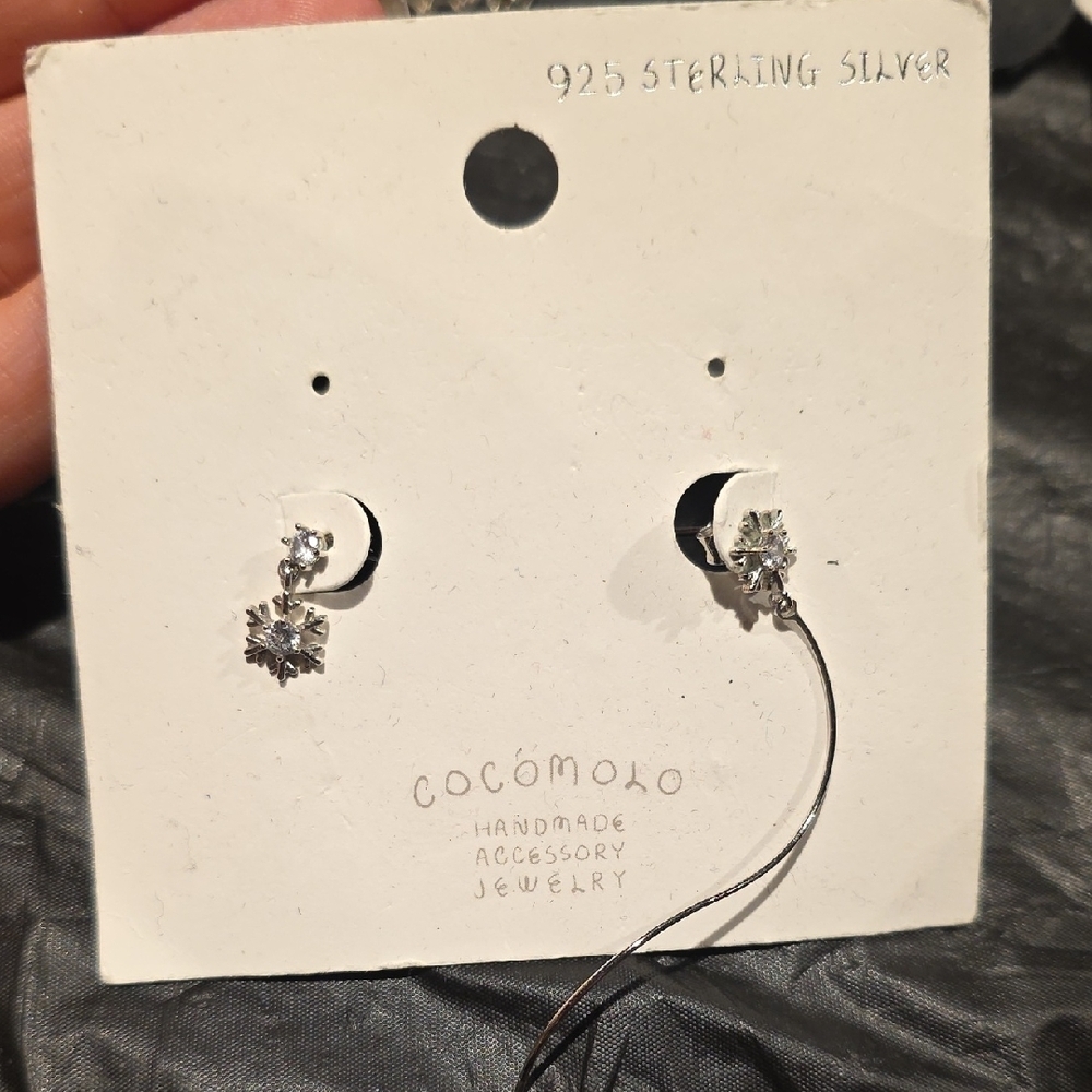 Cocomo Silver Crystal Drop Snowflake Earrings